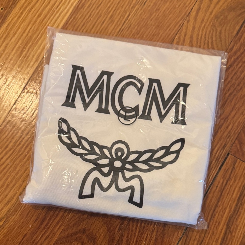 MCM White Dust Bag with Black Logo